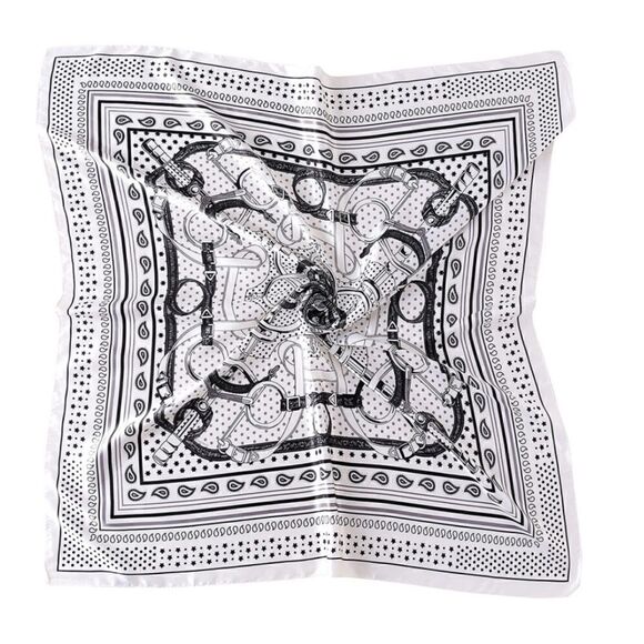 Black and white Silky Scarf - Picture 2 of 5